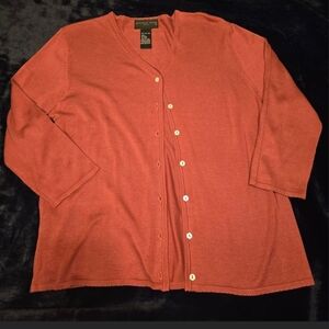 100% Silk August Silk Terracotta Cardigan Sweater